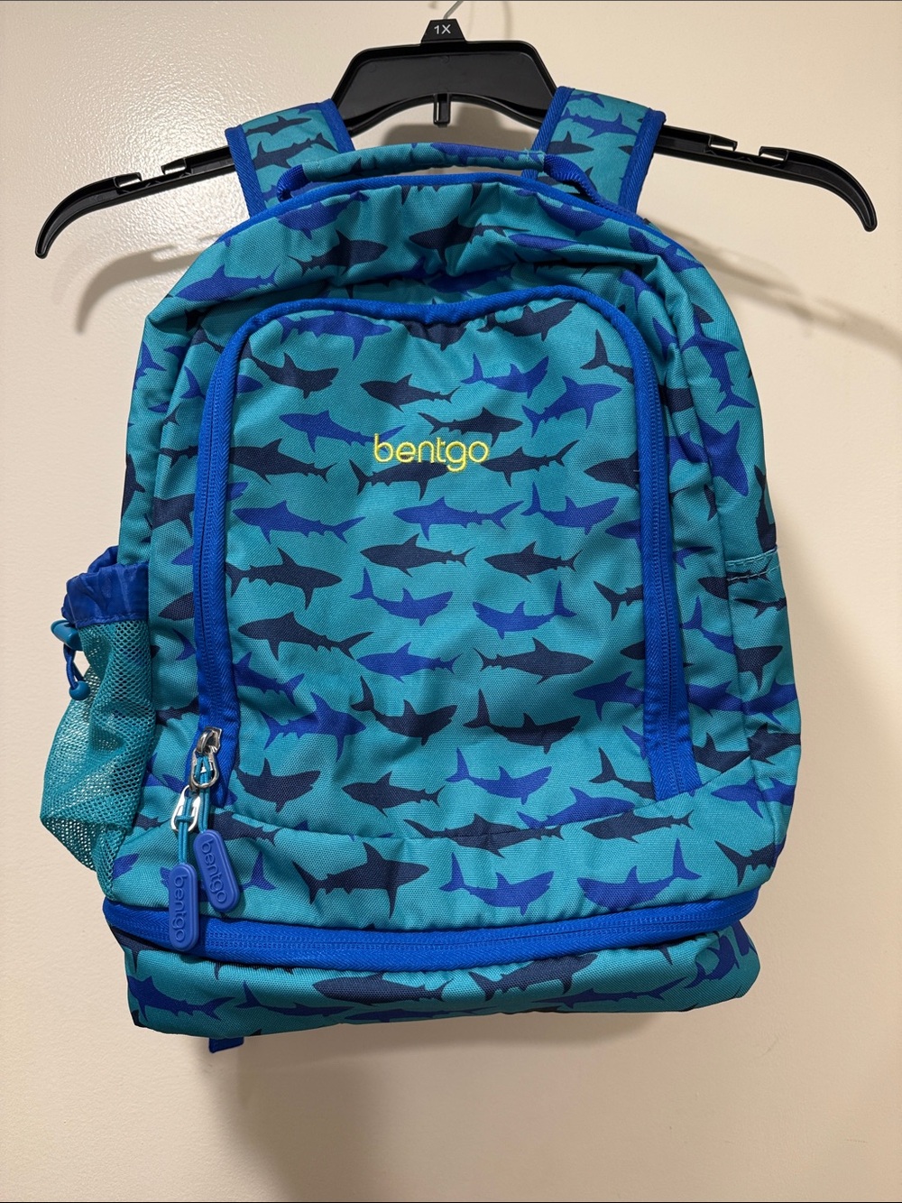 Bentgo Kids Shark Print Teal and Blue Backpack